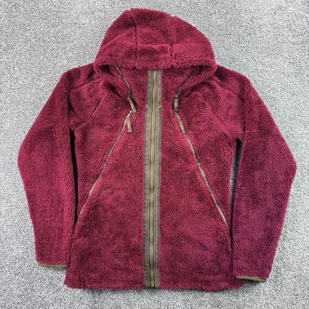 Kuhl Flight Jacket Women's Small Burgundy Fleece Full Zip Hooded Coat Removable